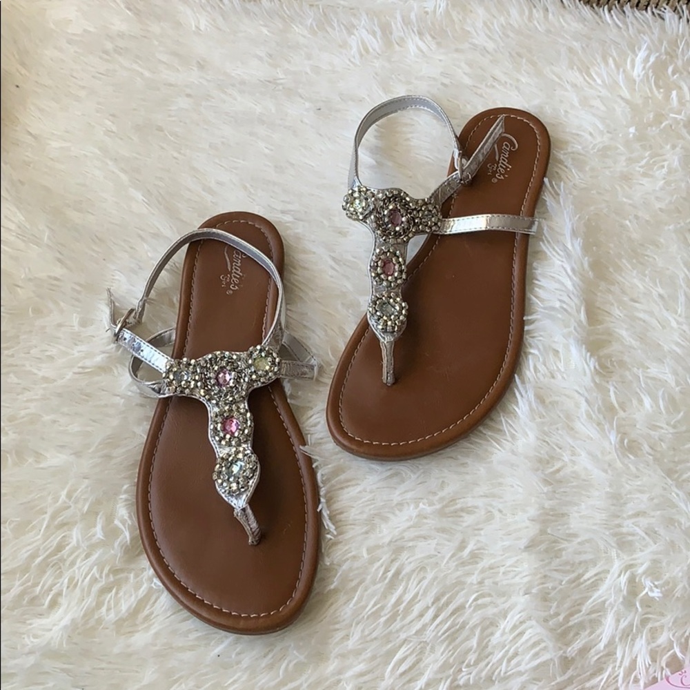 Candies girls sandals with sequence and gems